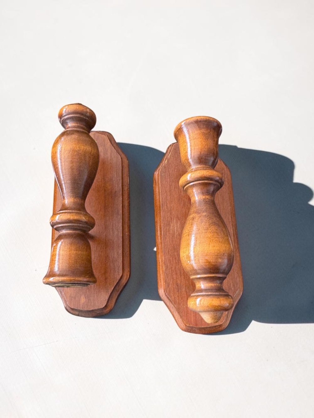 Pair of Vintage Wooden Wall Sconces